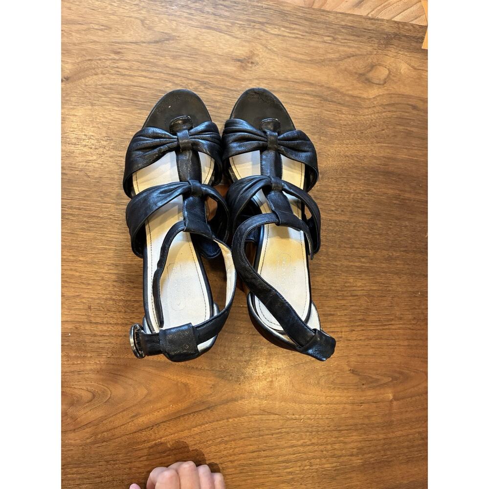 COACH black leather T-strap platform wedges Shoes 7 - Very Comfortable - Picture 7 of 9